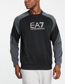 EA7 | Armani EA7 colour block sweatshirt in black商品图片,7折×额外9.5折, 额外九五折
