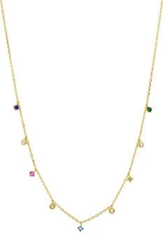 Savvy Cie Jewels | 18K Gold  over Sterling Silver Multi Color Single Layer Necklace,商家Premium Outlets,价格¥347