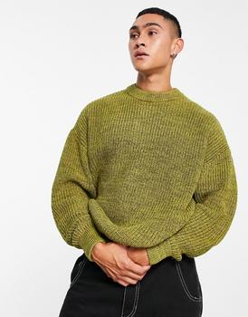 推荐Weekday John oversized jumper in green space dye商品