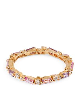 商品Yellow Gold, Diamond and Lilac Sapphire Fireworks Ring (Size 6.75)图片