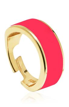 商品Gabi Rielle | 14K Gold Vermeil Candy Pink Enamel Adjustable Thick Band Ring,商家Nordstrom Rack,价格¥566图片