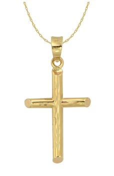 商品CANDELA JEWELRY | 14K Yellow Gold Textured Cross Pendant Necklace,商家Nordstrom Rack,价格¥1074图片