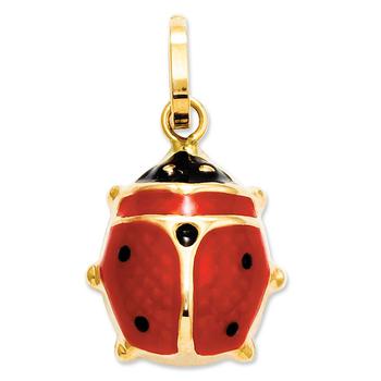 商品14k Gold Charm, Red Enamel Ladybug Charm图片