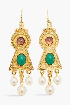 商品24-karat gold-plated stone and faux pearl earrings,商家THE OUTNET US,价格¥726图片