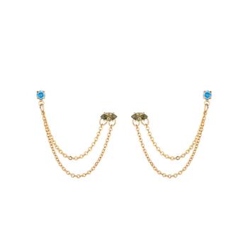 商品Ettika Jewelry | Peridot and Sapphire Cubic Zirconia Double Post Earrings,商家Macy's,价格¥287图片