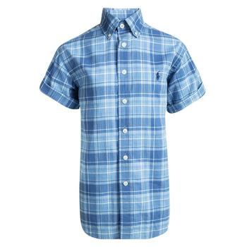 推荐Ralph Lauren Blue Checked Cotton Short Sleeve Buttondown Shirt 8 Yrs商品