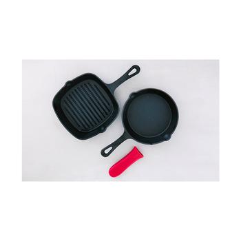 商品Sedona | Cast Iron 2-Pc. Skillet & Grill Pan Set plus Handle Holder,商家Macy's,价格¥223图片