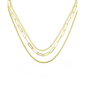商品Triple Row 16" Chain Necklace in Silver Plate or Gold Plate图片