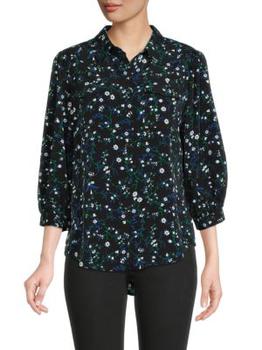 Karl Lagerfeld Paris | Balloon Sleeve Floral Print Shirt商品图片,3.9折