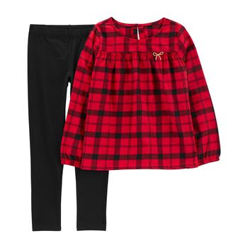 Carter's | Big Girls Buffalo Check Flannel Top and Leggings, 2 Piece Set商品图片,
