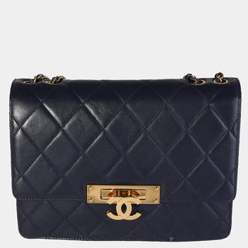 chanel包, [二手商品] Chanel | Chanel Navy Quilted Leather Lambskin Medium Golden Class Flap Shoulder Bag商品图片 