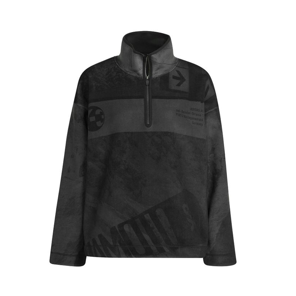 Y-3 | Y-3 女士黑色天鹅绒效果通体图案印花拉链细节卫衣 HB3374商品图片,独家减免邮费