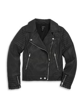 AQUA | Girls' Faux Leather Moto Jacket, Big Kid - 100% Exclusive商品图片,满$100享8.5折, 独家减免邮费, 满折