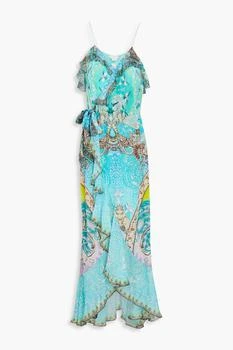 推荐Embellished printed silk crepe de chine maxi wrap dress商品