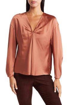 vince真丝, Vince | V-Neck Long Sleeve Drape Silk Blouse商品图片 5折