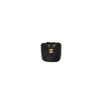 推荐Chanel Mini Drawstring Bag Calfskin Pearl with Gold Metal Black商品