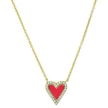 Macy's | Cubic Zirconia Red Enamel Heart Pendant Necklace in 14k Gold-Plated Sterling Silver, 16" + 2" extender,商家Macy's,价格¥447