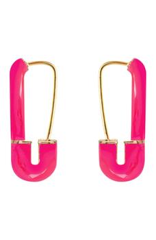 Gabi Rielle怎么样, Gabi Rielle | Yellow Gold Vermeil & Pink Enamel Safety Pin Drop Earrings商品图片 4.9折