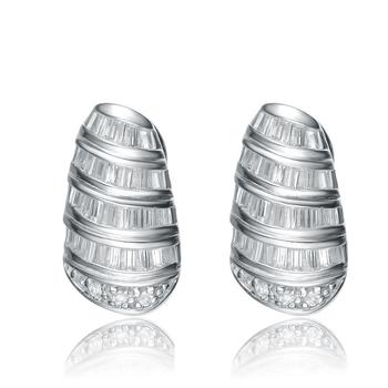 推荐.925 Sterling Silver Cubic Zirconia Spiral Earrings商品