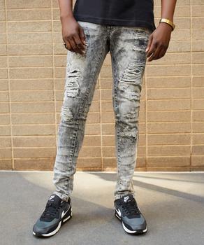 Reason Clothing | Maxwell Rip And Repair Grey Denim Slim Fit Jeans商品图片,5折×额外8折, 额外八折