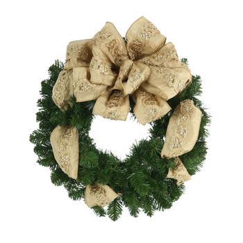 商品Creative Displays 26'' Holiday Evergreen Wreath with Jewel Vine Bow图片