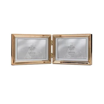 Lawrence Frames | Polished Metal Hinged Double Picture Frame - Bead Border Design, 6" x 4",商家Macy's,价格¥263