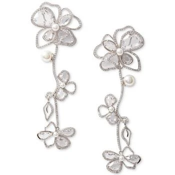 Kate Spade | Silver-Tone Cubic Zirconia & Imitation Pearl Flower Statement Earrings,商家Macy's,价格¥1460