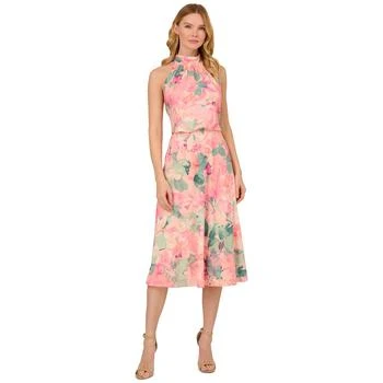 Adrianna Papell | Women's Printed High-Neck Sleeveless Midi Dress 5.9折