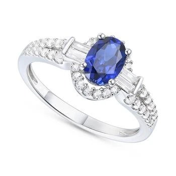 Macy's | Lab-Grown Blue Sapphire (3/4 ct. t.w.) & Lab-Grown White Sapphire (1/20 ct. t.w.) in Sterling Silver,商家Macy's,价格¥459