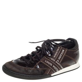 lv低帮鞋, [二手商品] Louis Vuitton | Louis Vuitton Brown Suede And Patent Leather Low Top Sneaker Size 39商品图片 满1件减$100, 满减