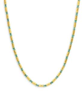 商品24K Yellow Gold Vertigo Emerald & Diamond Collar Necklace, 16-18"图片