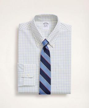 Brooks Brothers | Stretch Regent Regular-Fit Dress Shirt, Non-Iron Poplin Button-Down Collar Grid Check商品图片,特价