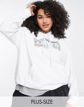 李维斯卫衣, Levi's | Levi's Plus rainbow gradient batwing logo hoodie in white商品图片 5折
