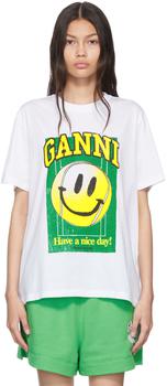 Ganni | SSENSE Exclusive White T-Shirt商品图片,