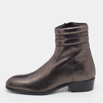 推荐Jimmy Choo Metallic Dark Brown Leather Jimi Ankle Boots Size 40商品
