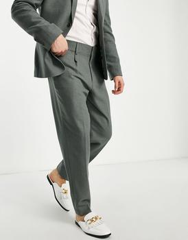 推荐Harry Brown tweed wool mix carrot fit trousers商品