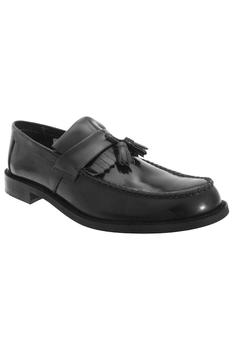 推荐Roamers Mens Toggle Saddle Hi-Shine Leather Loafers (Black)商品