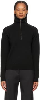 美利奴唇膏, Totême | Black Merino Half-Zip Sweater商品图片 