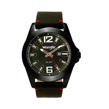 Wrangler | Men's Watch, 48MM Silver Case, Black Dial, Black Strap, Analog, Second Hand, Date Function 