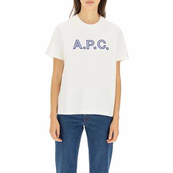A.P.C. | 女士白色徽标圆领短袖T恤【香港仓极速发货】商品图片,6.6折×额外5折, 额外五折