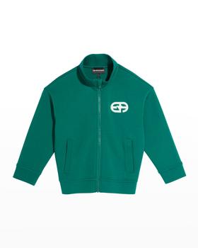 推荐Boy's Double Jersey Logo Track Jacket, Size 4-16Y商品