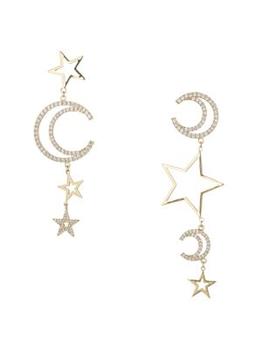 Eye Candy LA | Luxe 18K Goldplated & Cubic Zirconia Celestial Star & Moon Drop Earrings商品图片,5折
