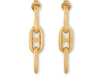 Celine | Triomphe Dangling Earrings In Brass With Gold Finish商品图片,