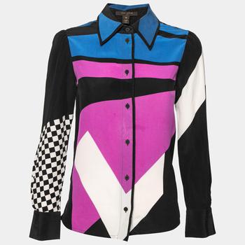 lv丝巾, [二手商品] Louis Vuitton | Louis Vuitton Multicolor Printed Silk Long Sleeve Shirt S商品图片 7.1折