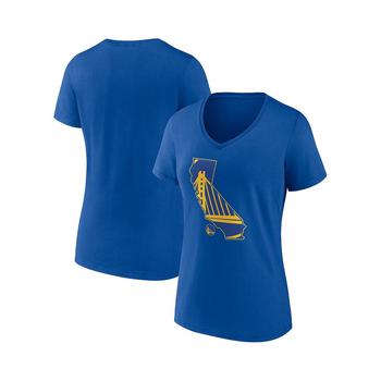 推荐Women's Branded Royal Golden State Warriors Hometown Collection Dub Nation V-Neck T-shirt商品