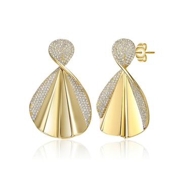 商品14K Gold Plated Cubic Zirconia Dangle Earrings图片