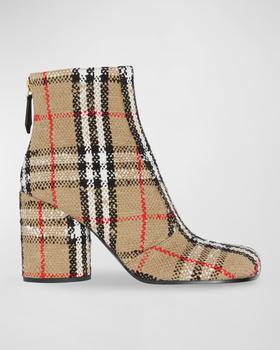 Burberry | Anita Check Block-Heel Ankle Boots商品图片,