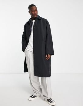 商品ASOS DESIGN oversized trench coat in black图片