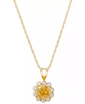 Macy's | Lab-Grown Blue Sapphire (5/8 ct. t.w.) & Lab-Grown White Sapphire (1/3 ct. t.w.) Halo 18" Pendant Necklace in 14k Gold (Also in Citrine & Lab-Grown Opal),商家Macy's,价格¥1286