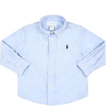 推荐Ralph Lauren Light Blue Shirt For Baby Boy With Pony Logo商品